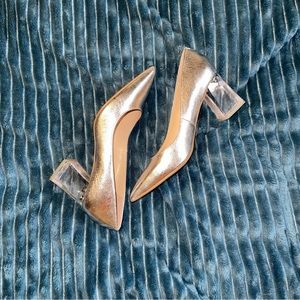 Marc Fisher Silver Pump with Acrylic heel